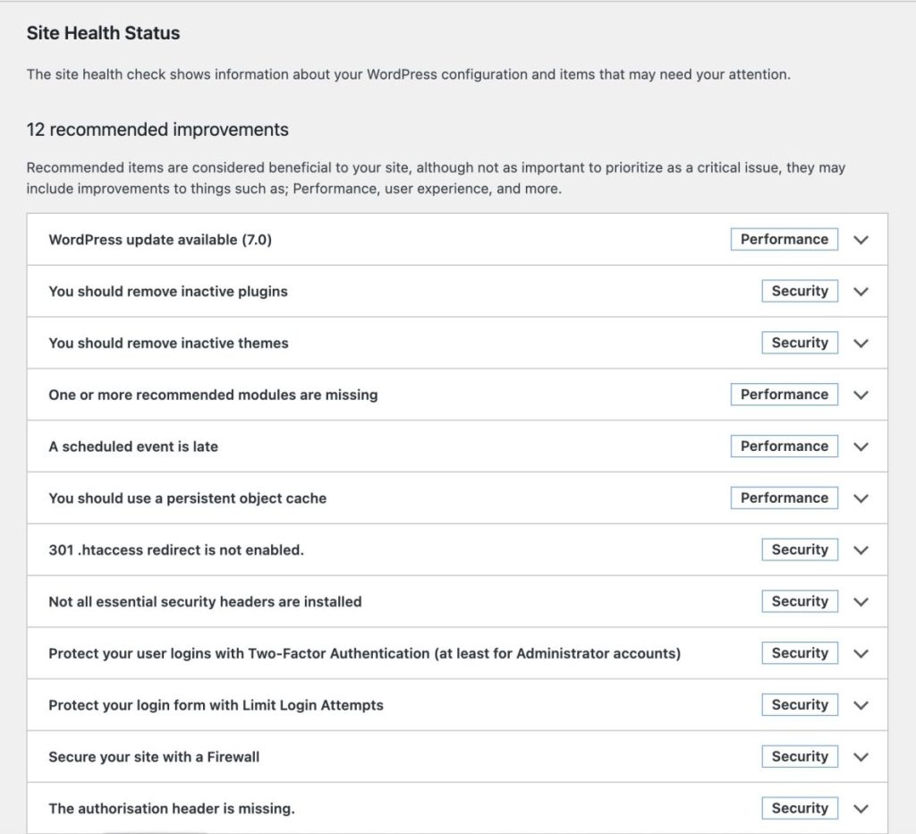 WordPress Site Health